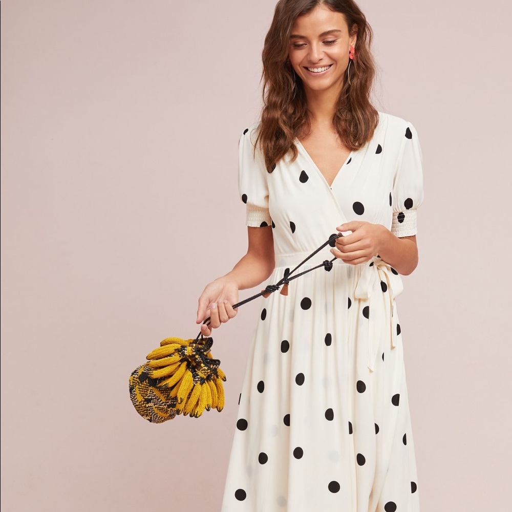 COPY - ANTHROPOLOGIE Brenna Polka dot wrap dress NWT